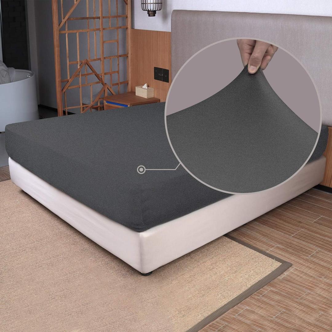 King Size Fitted Sheet Only - 4-Way Stretch Knit, Snug Fit, Wrinkle Free & Stay in Place, No More Slipping Off for Mattress, Soft & Comfortable - Hemp Gray, King (King/Short King/Cal King/Olympic Queen)