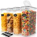 Utopia Kitchen Cereal Containers Storage Set  4 Pack 4L(135.2 oz) Airtight Food Storage Containers with Lids, BPA-Free Cereal Dispensers for Pantry Organization and Storage (Clear)