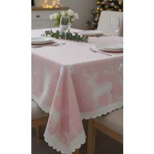 Baocicco Merry Christmas Table Cloth for Rectangle 60x84 Inch White Reindeer Washable Table Cover Winter Farmhouse Tablecloths Dining Table Cloth for Winter Seasonal Home Kitchen Decorations