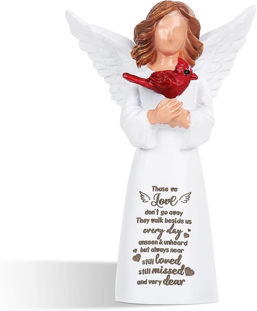 Cardinal Gifts for Women,Angel Cardinal Figurine Memorial Sympathy Gifts for Loss of Loved One,Sculpted Hand-Painted Figurine,5.1inches