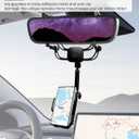 Rear View Mirror Phone Holder Solid Metal Arm Car Phone Mount, Universal Fit for iPhone & Android, Foldable 360 Rotation Clip, Sleek Hands-Free Design Stable Mount for Navigation & Calls