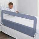 Regalo Safety 54 Extra Long Hideaway Bed Rail Guard for Toddlers, Toddler Bed Rail with Reinforced Anchor Safety System, 20 Tall Bed Safety Rail, Fits Twin, Full & Queen Beds, Gray