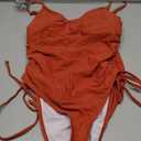 Viottiset Women's Ruched Drawstring One Piece Swimsuit Tummy Control Bathing Suit (Burnt Orange, Small)