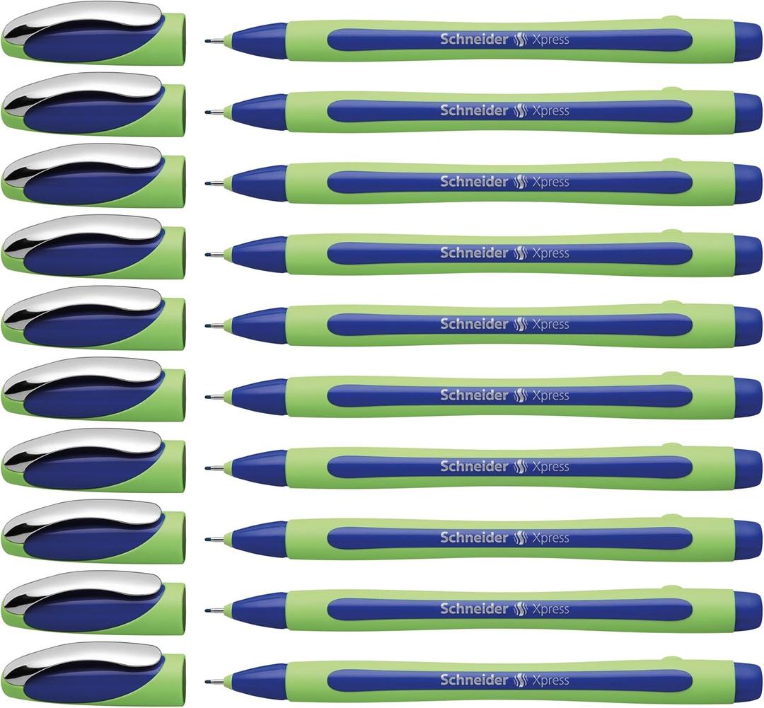 Schneider Xpress Premium Fineliner, 0.8 mm Porous Point, Light Green Barrel, Blue Ink, Box of 10 Pens (190003) Schneider Xpress Premium Fineliner, 0.8 mm Porous Point, Light Green Barrel, Blue Ink, Box of 10 Pens (190003)