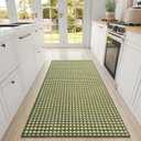 YDKGL Large Kitchen Runner Rugs Long Kitchen Mat Non Slip Washable, Super Absorbent Soft Chenille Braided Kitchen Mats for Floor, Rubber Backing Kitchen Sink Standing Mat, Easy Clean, Green 36"x71"