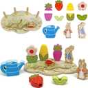 KIDS PREFERRED Peter Rabbit Garden Wooden Montessori Activity Stacker with 12 Wooden Interactive Pieces for Babies, Toddlers and Kids Based on The Beatrix Potter Books