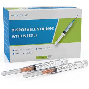 3ml Syringe with 25 Gauge 1", Individually Packaged Luer Lock Industrial Accessories, Lab Measurement Tools, 100-Pack