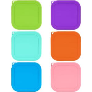 Linkidea 6 Pcs Reusable Silicone Lids for Food Storage, Leak-proof Square Cover Replacement for Sauce Containers, Compact Kitchen Accessories Fits Daily Use, Exact Size Compatible with 6 oz