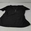 Women's Summer Short Sleeve Shirt Half Zip Ribbed Knit Fitted Tee Top T Shirt (Large, Black)