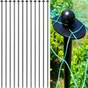 12 Sets Garden Stake Netting Support, Heavy Duty Metal Garden Poles for Netting, Powder Coated Carbon Steel Lawn Plant Support Cage, 72 Inch Garden Fencing Protection Frame