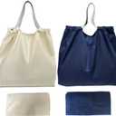 2 Pack Foldable Reusable Shopping Bags - 210D Nylon Waterproof Grocery Tote Bag Handbag with Drawstring Mouth & Reinforced Handle, Compact Bag for Work, Travel, Groceries, Beach, Storage