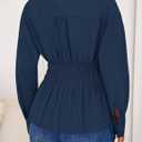 ZESICA Womens 2026 Spring Long Sleeve Blouse Business Dressy Casual Button Down Shirts Peplum Tops Fashion Trendy Clothes (Blue, S)