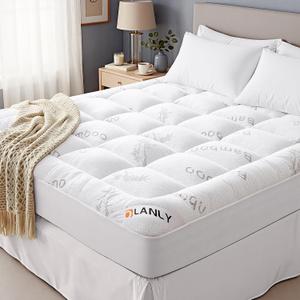 OLANLY King Mattress Topper Viscose Made from Bamboo, Cooling Soft King Pillow Top Mattress Pad for Back Pain Relief, Plush Down Alternative Fill Bed Topper with Elastic Deep Pocket, White
