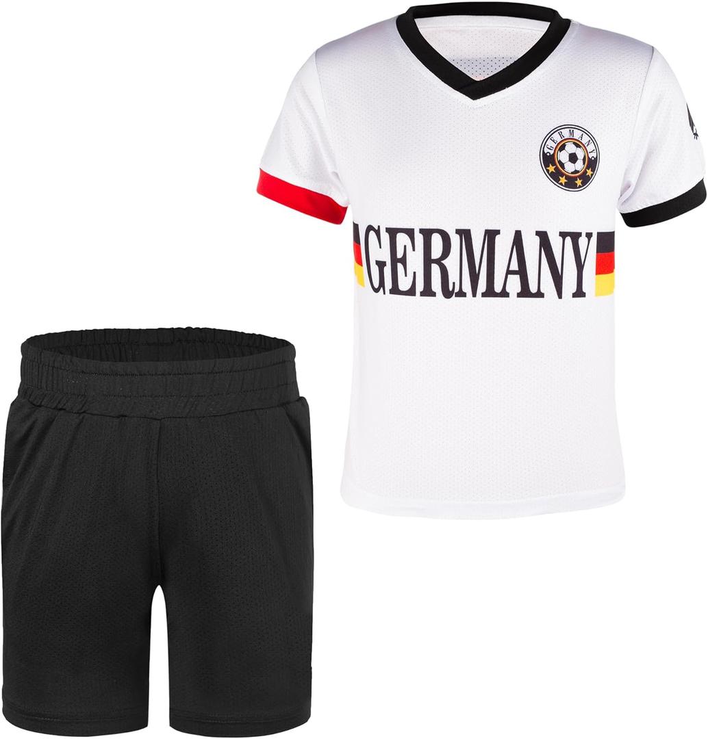 Cnins Germany Kids Soccer Jerseys for Youth German Soccer Shirt for Boys Football Clothes for Girls 9-10 Years
