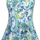 Arolina Tankini Swimsuits for Women Tummy Control Two Piece Bathing Suits Flowy Swim Tops with Boy Shorts (Large, Lake Blue Paisley Printed)