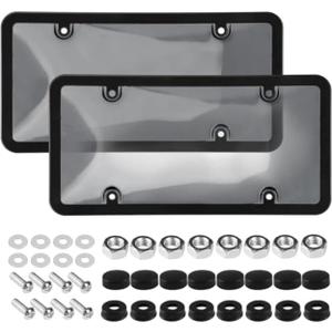 2pcs License Plate Protector License Plate Cover, Clear License Plate Protector with Screw Cap Cover kit License Plate Cover License Plate Frame