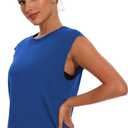 Womens Workout Crop Tank Tops Loose Sleeveless Summer T Shirts Oversize Active Yoga Gym Tee Y2k (Blue, XL)