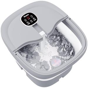 HOSPAN Collapsible Foot Spa Electric Rotary Massage, Foot Bath with Heat, Bubble, Remote, and 24 Motorized Shiatsu Massage Balls. Pedicure Foot Spa for Feet Stress Relief - FS02A (Gray)