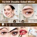 ALHAKIN 1X/30X Wall Mounted Makeup Mirror, 8 Inch Double Sided Magnifying Mirror for Wall, Bathroom Makeup Mirror with 360 Rotation Extendable Swivel Arm, Nickel