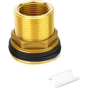 1PCS Brass Water Tank Connector, 1-1/2" NPT Female 2" NPT Male, Bulkhead Tank Adapter Fitting, with Rubber Ring, for Water Towers/Various Pipes/Fittings