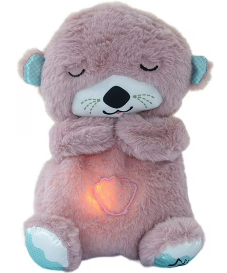 Breathing Otter Sleep Buddy,Cute Calming Otter, Resting Calming Sleeping Bear, Portable Plush Toy with Music Light, Gift Relieving Breathing,Mush Sleepy Otter,Nutria para Dormir Bebe (Pink)