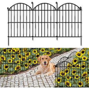 32 Panels Garden Fence, 34ft x 23in Animal Barrier Fences for Rabbits Dogs, Rustproof Metal Gardens Border Fencing, Arched Decorative Flower Bed Edging Barriers for Outdoor Yard Patio
