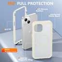 Red2Fire Magnetic for iPhone 15 Case, [Compatible with MagSafe][Military Grade Drop Protection][Heavy Duty Shockproof] Non-Slip Translucent Matte Bumper Phone Case for iPhone 15 6.1"-Antique White