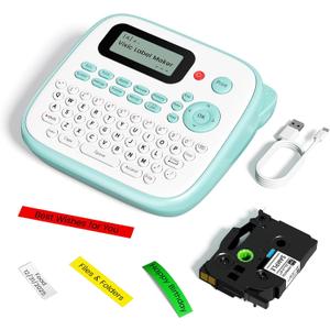 Vixic Label Makers-2025 D210S Portable Label Maker Machine with Different Fonts, Type-C for Power Labeling, QWERTY Keyboard Labeler, 600+Symbols, Easy Label Printer for Home Office School Kids, Green