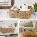 Jumbo Wicker Basket, Rectangular Wicker Baskets for Storage, Water Hyacinth Extra Large Storage Baskets, Shelf Basket with Built-in Handles-1 Pack