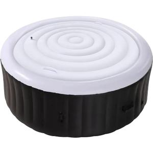 Tlswshsy 5.4 Ft Inflatable Hot Tub Cover- Energy Saving Lid for Round Hot Tub- Foldable Protective Rain Overflow Cover for Outdoor Inflatable Hot Tubs