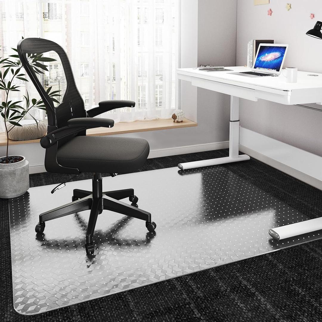 Office Chair Mat for Carpeted Floors, 48" x 30" Desk Chair Mat for Rolling Chairs on Low Pile Carpets, Easy Glide Floor Mat for Home, Gaming