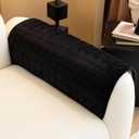 Velvet Couch Cover, Plush Sectional Sofa Cover Washable, Anti Slip Sofa Slipcover for Armrest & Backrest, Furniture Protector Covers for Pets & Kids(1PC, Black, 27.6"27.6", Single Seater)