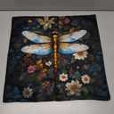 Vintage Moody Floral Dragonfly Pillow Covers 18x18, Dark Cottagecore Room Decor, William Morris Flower Botanical Dragonfly Decorative Pillow Covers for Home Bedroom Living Room