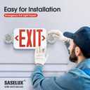 Red Led Exit Sign Emergency Light Combo Adjustable Two Head, Double Sided and Battery Backup Exit Light, Contractor Select, AC 120/277V (6 Pack)