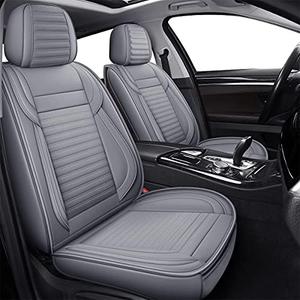 LINGVIDO Car Seat Covers, Breathable and Waterproof Faux Leather Automotive Seat Covers for Cars SUV Truck Sedan,Universal Driver Seat Cover with Backrest (Front Seat, Gray)