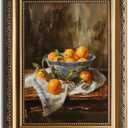 Vintage Gold Framed Wall Art Moody Oranges Painting, Vintage Fruit Still Life Kitchen Home Decor with Antique Frame, Antique Oranges Oil Painting for Bedroom, Country Kitchen Wall Art 16x24