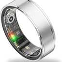 Smart Ring Health Tracker, Fitness Tracker Ring for Women Men, Monitoring of Pedometer, SpO2, Sleep Quality, Heart Rate, No Subscription Fee, Sport Rings for iOS & Android (Silver, 7)