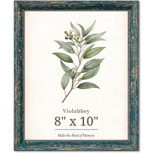 VIOLABBEY 8x10 Picture Frame Vintage Blue, Rustic Farmhouse Photo Frame with Distressed Finish for Home Tabletop or Wall Display, Fits 8x10 Photos