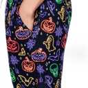 Men's Halloween Pajama Bottoms Black Neon Pajama Shorts Pumpkin Drawstring Pjs Shorts Pj Bottoms with Pockets Spider Web Elastic Sleepwear Skeleton Skull Soft Lounge Wear for Men, Large