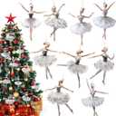 Suzile 36 Pcs Christmas Ornaments Set Wooden Ballerina Nutcracker Decorations with 11.8 Inch Ropes for Christmas Tree Decorative Hanging Ornaments
