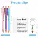 3Pcs Good Luck Gifts Fancy Pens for Women with Natural Stones Beads Keychain Inspirational Cards Lucky Present Bulk Encouragement Thank You Gifts for Coworkers Women Friends Anxiety Relief