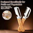 Multifunctional Vegetable Peeler for Kitchen Tool Wooden Smooth Handle and Bottle Opener, Made of Stainless Steel 2 in 1 Potato Garlic Cucumber Orange Pumpkin Fruit (Shredded Style(1pc))