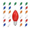CHYSUPER C7 LED Replacement Bulbs, 25 Pack Multicolor Christmas Light Bulbs for Outdoor String Lights, Patio Xmas Tree Holiday Party Wedding Prom Decor, E12 Candelabra Base