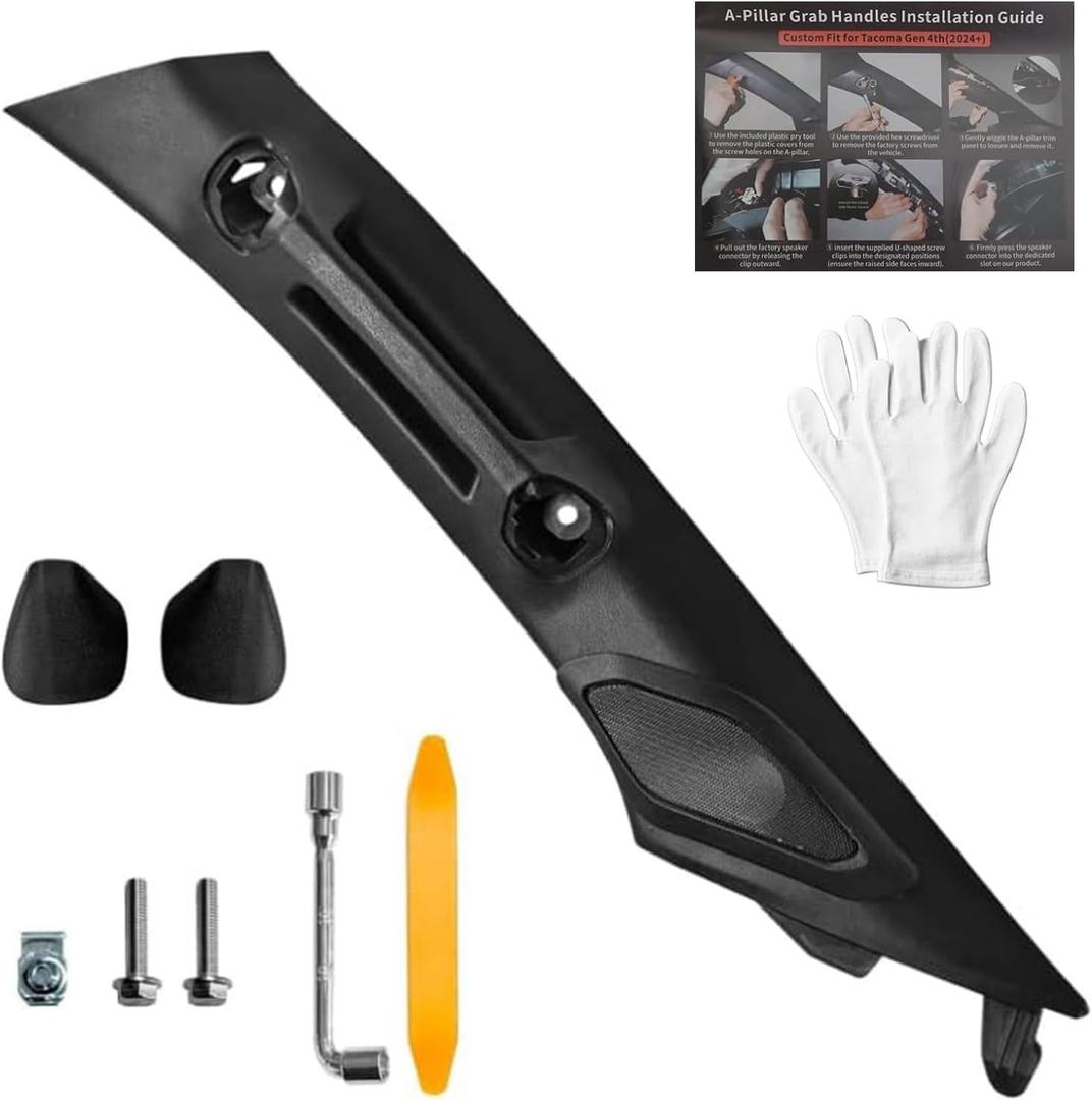 Driver Side A-Pillar Grab Handle, for Toyota Tacoma 4th Gen 2024-2026, OEM Texture Match No Rattle, Compatible with Side Airbag Deployment, Easy Install Assist Grip for Daily Off-Road Use