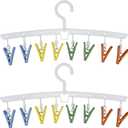 EIKS 2 Pack Hanger Drying Rack with 8 Clips for Drying Socks, Bras, Towel, Underwear, Scarf, Hat, Apply for Home Outdoor Travel Portable