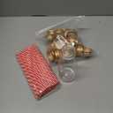 Irenare 40 Sets Plastic Small Milk Bottles with Straws and Metal Lids Clear Plastic Bottle for Dairy Milk Party Bottle for Milk Juices Shakes Smoothies, 40 Bottles and 40 Straws (Gold,8 oz)