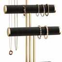 3 Tier Bracelet Holder Display - Detachable T Bar Black Velvet Bracelet Holder, Jewelry Holder Organizer for Bracelet, Necklace, Watches, Rings (Black)