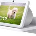 PlusAcc Wall Mount for Echo Show 8 - Cable Management Holder Stand for Show 8 (3rd & 2nd & 1st Gen) & Other Speaker Less Than 15 lbs, Space Saving Accessories Bracket Shelf (White)