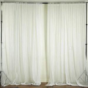 TABLECLOTHSFACTORY 10FT Fire Retardant Ivory Sheer Voil Curtain Panel Backdrop - Premium Collection