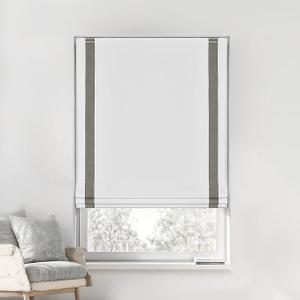 LazBlinds No Drill Cordless Roman Shades, 29'' W x 64'' H, White-Grey